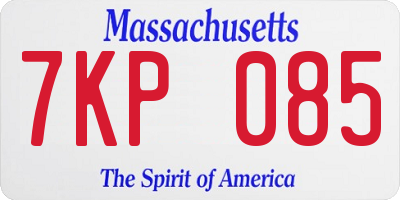 MA license plate 7KP085