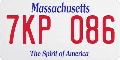 MA license plate 7KP086