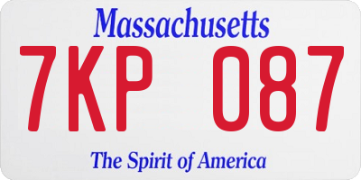 MA license plate 7KP087