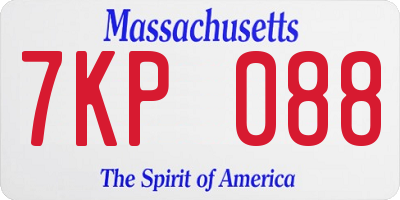 MA license plate 7KP088