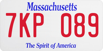 MA license plate 7KP089