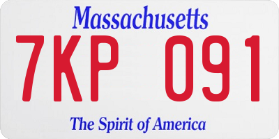 MA license plate 7KP091