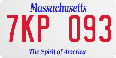 MA license plate 7KP093