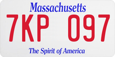 MA license plate 7KP097