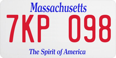 MA license plate 7KP098