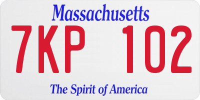 MA license plate 7KP102