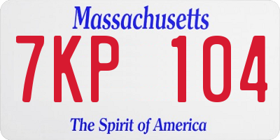 MA license plate 7KP104