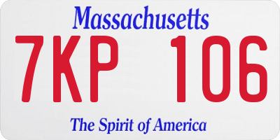 MA license plate 7KP106