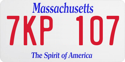 MA license plate 7KP107
