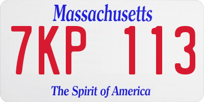 MA license plate 7KP113