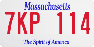 MA license plate 7KP114