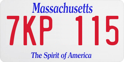 MA license plate 7KP115