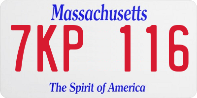 MA license plate 7KP116