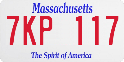 MA license plate 7KP117