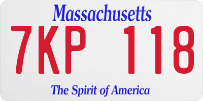 MA license plate 7KP118