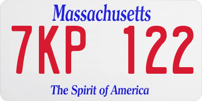 MA license plate 7KP122