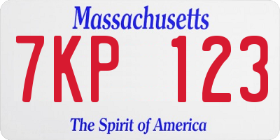 MA license plate 7KP123