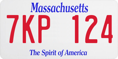MA license plate 7KP124