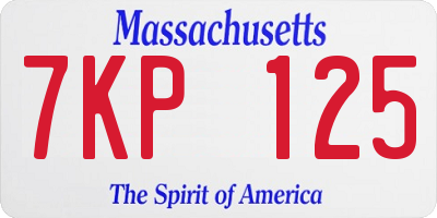 MA license plate 7KP125