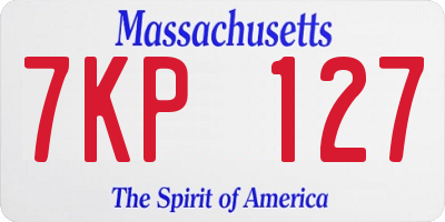 MA license plate 7KP127