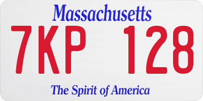 MA license plate 7KP128