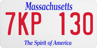 MA license plate 7KP130