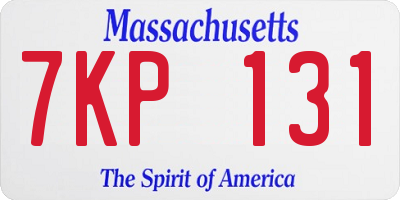 MA license plate 7KP131