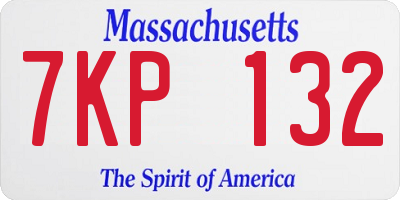 MA license plate 7KP132