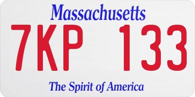 MA license plate 7KP133