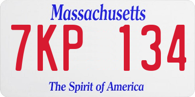 MA license plate 7KP134