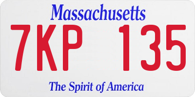 MA license plate 7KP135