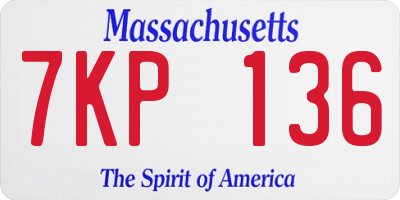 MA license plate 7KP136