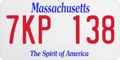 MA license plate 7KP138