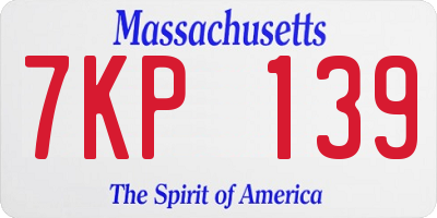 MA license plate 7KP139