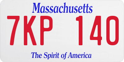 MA license plate 7KP140