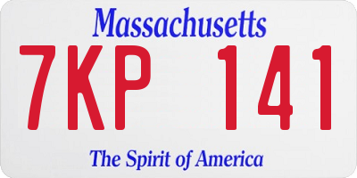 MA license plate 7KP141