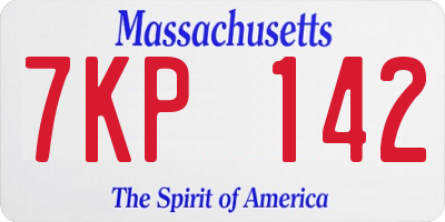 MA license plate 7KP142