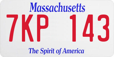 MA license plate 7KP143