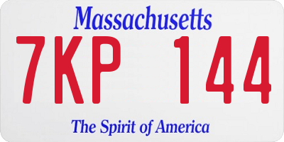 MA license plate 7KP144