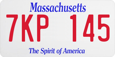 MA license plate 7KP145