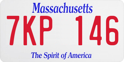 MA license plate 7KP146