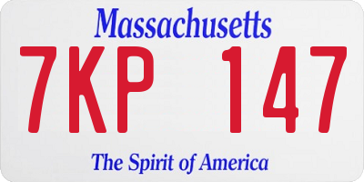 MA license plate 7KP147