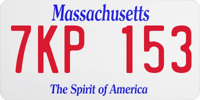 MA license plate 7KP153