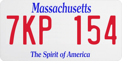MA license plate 7KP154