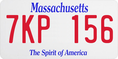 MA license plate 7KP156