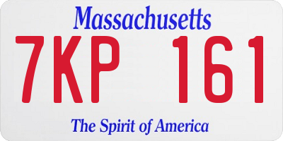 MA license plate 7KP161