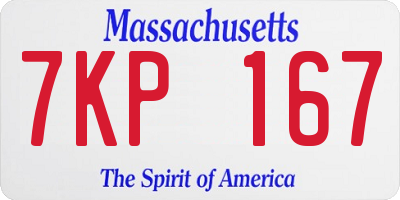 MA license plate 7KP167