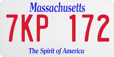 MA license plate 7KP172