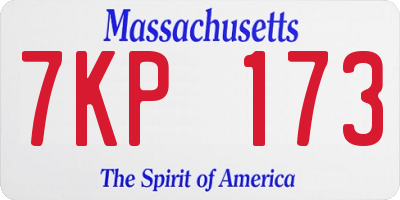MA license plate 7KP173