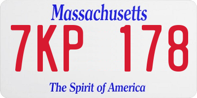 MA license plate 7KP178